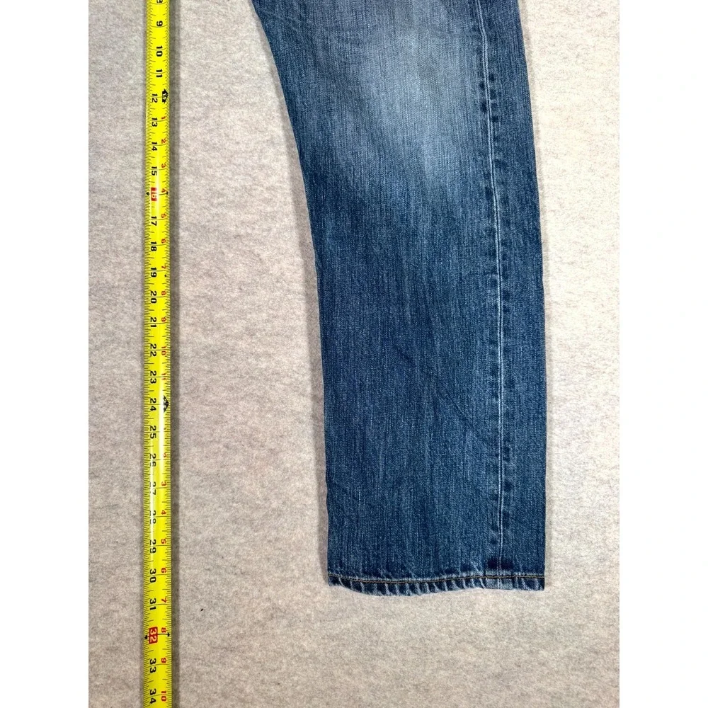 Levis 501 Original Jeans Men 38x32 Blue Whiskered Denim Straight Leg Cotton Logo